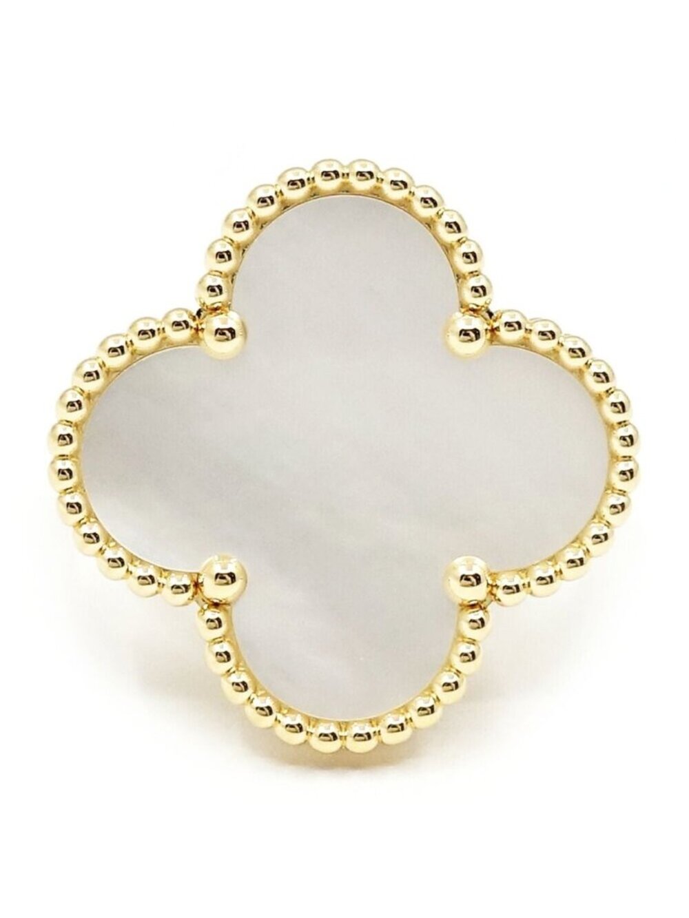 Van Cleef & Arpels 18k Yellow Gold Magic Alhambra Mop White Butterfly Shell Ring